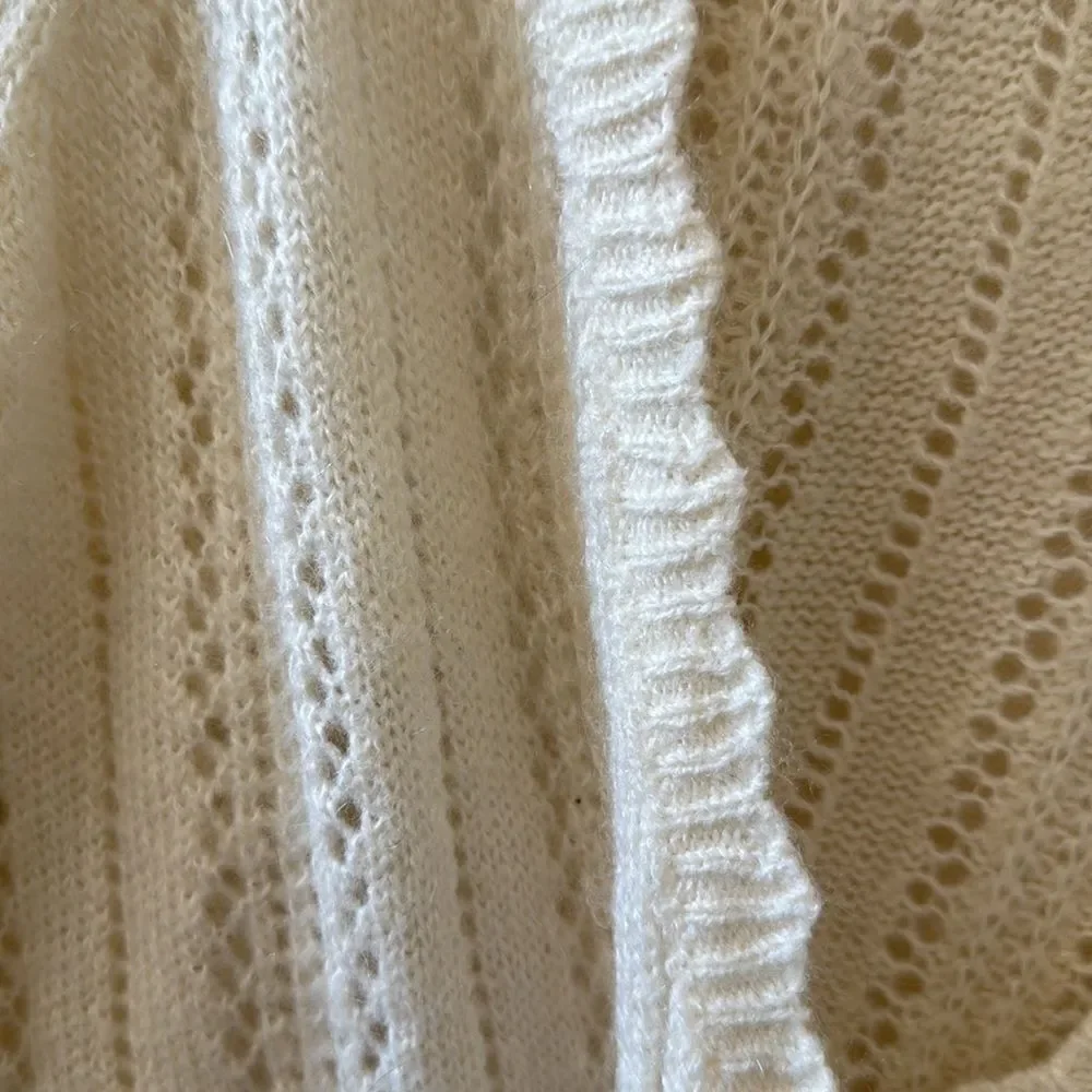 Season Ecru Sweater Knit Faux Wrap Sweater S/M
